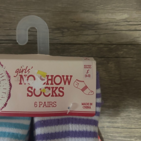 SO Kids' Striped No Show Socks - Blue and Purple - Picture 3 of 3